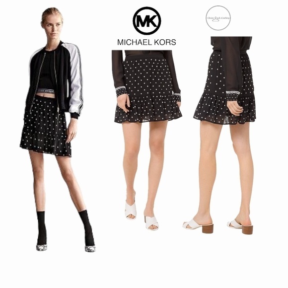 𝅺michael Kors Grommeted Georgette Flounce Skirt - Picture 1 of 11